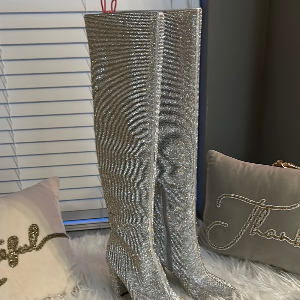 Silver Women's Knee-High Boots